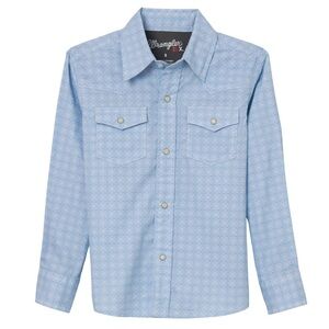 WRANGLER Boys' 20X Advanced Comfort Western Pearl Snap Button Down Shirt Size M